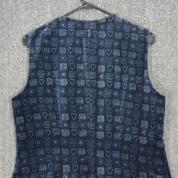 Coldwater Creek Dress Womens 12 Blue Velvet Hearts Print Sleeveless V Neck Midi - Picture 9 of 12